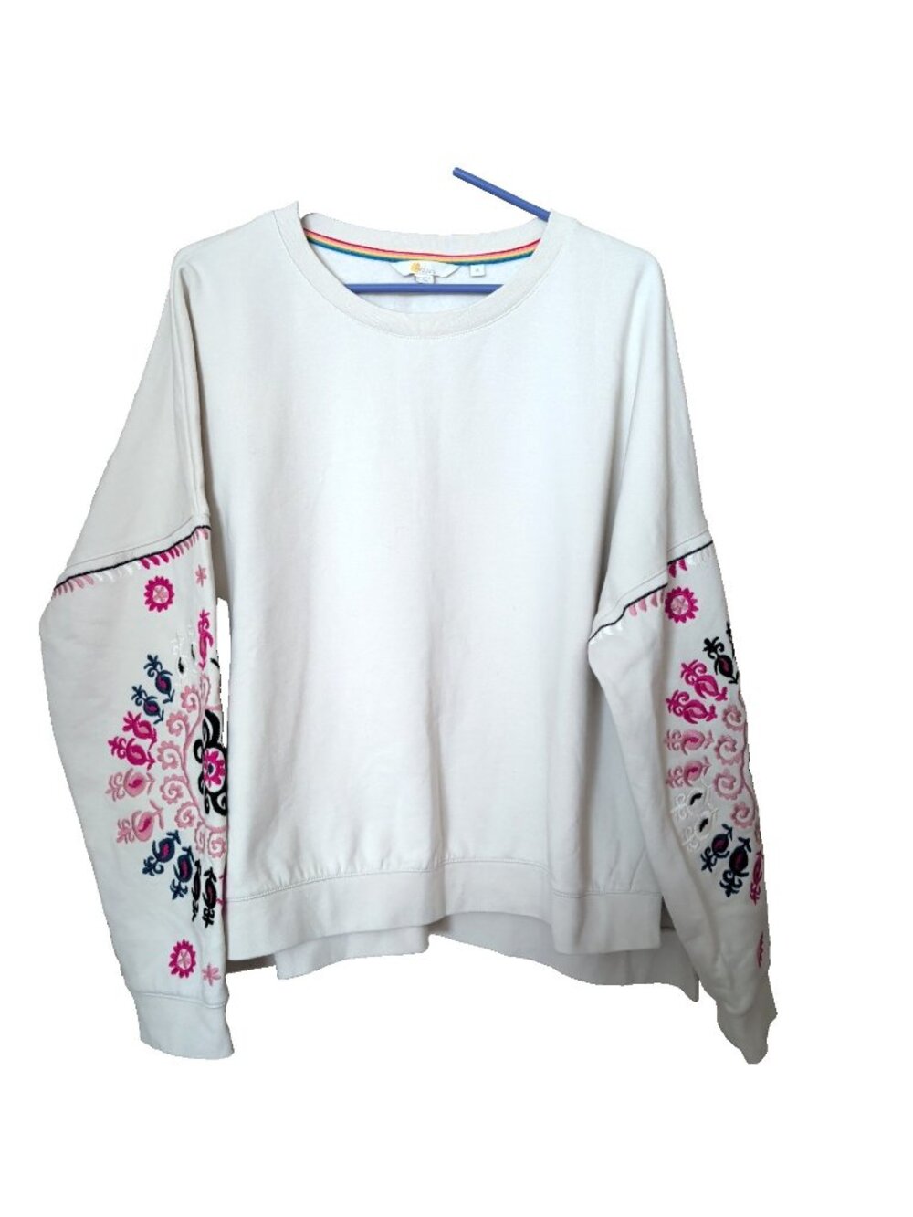 Boden Womens XL Sweatshirt Embroidered Floral Sleeve Casual Top cottagecore-478l
